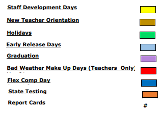 District School Academic Calendar Legend for Whitehouse Junior High