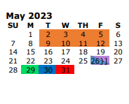 District School Academic Calendar for Whitehouse Isd - Jjaep for May 2023
