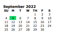 District School Academic Calendar for Cain El for September 2022
