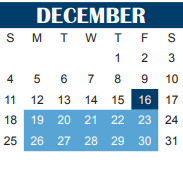 District School Academic Calendar for Harrell Accelerated Learning Cente for December 2022