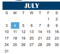 District School Academic Calendar for Fain Elementary for July 2022