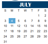 District School Academic Calendar for Alamo Elementary for July 2022