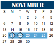 District School Academic Calendar for Wichita Falls Sp Ed Ctr for November 2022