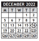 District School Academic Calendar for Harris Communications Magnet for December 2022