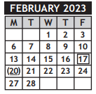 District School Academic Calendar for Brooks Magnet Middle School for February 2023