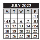 District School Academic Calendar for Harry Street Elem for July 2022