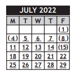District School Academic Calendar for Chisholm Life Skills Center for July 2022