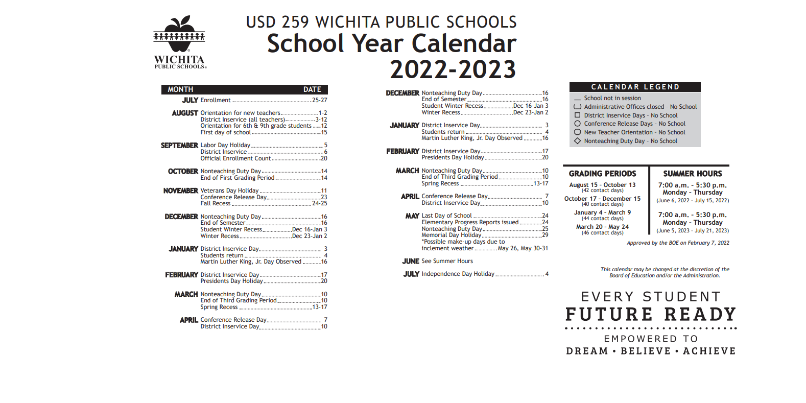 District School Academic Calendar Key for Gardiner Elem