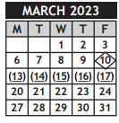 District School Academic Calendar for Chisholm Life Skills Center for March 2023