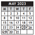 District School Academic Calendar for Chisholm Life Skills Center for May 2023