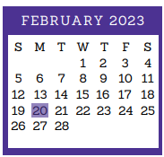 District School Academic Calendar for Stubblefield Alternative Academy for February 2023