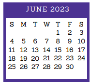 District School Academic Calendar for C C Hardy Elementary for June 2023