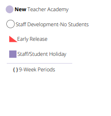 District School Academic Calendar Legend for Stubblefield Alternative Academy