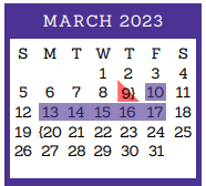 District School Academic Calendar for Stubblefield Alternative Academy for March 2023