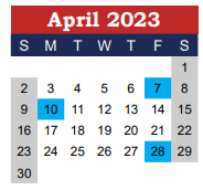 District School Academic Calendar for Scudder Primary for April 2023