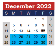 District School Academic Calendar for Scudder Primary for December 2022