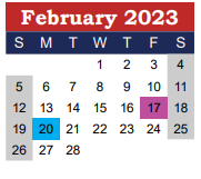 District School Academic Calendar for Wimberley High School for February 2023