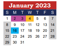 District School Academic Calendar for Wimberley Junior High for January 2023