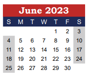 District School Academic Calendar for Wimberley High School for June 2023
