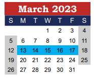 District School Academic Calendar for Wimberley High School for March 2023