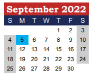 District School Academic Calendar for Wimberley Junior High for September 2022