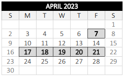 District School Academic Calendar for West Tatnuck for April 2023