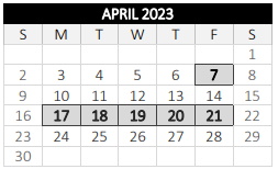 District School Academic Calendar for University Pk Campus Sch for April 2023