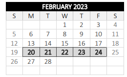 District School Academic Calendar for Worcester Arts Magnet Sch for February 2023