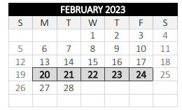District School Academic Calendar for University Pk Campus Sch for February 2023