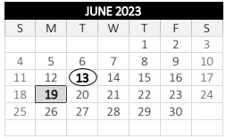 District School Academic Calendar for Columbus Park for June 2023