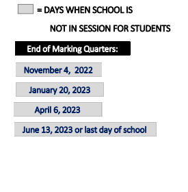 District School Academic Calendar Legend for Elm Park Community