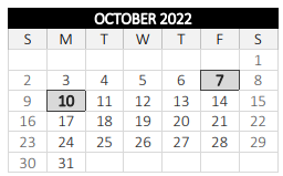 District School Academic Calendar for University Pk Campus Sch for October 2022