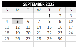 District School Academic Calendar for University Pk Campus Sch for September 2022