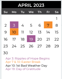 District School Academic Calendar for Groves Elementary School for April 2023