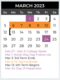 District School Academic Calendar for Cooper Junior High for March 2023