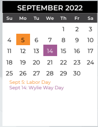 District School Academic Calendar for Cooper Junior High for September 2022