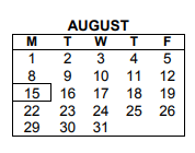 District School Academic Calendar for Museum School 25 for August 2022