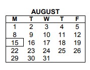 District School Academic Calendar for Commerce Middle School for August 2022