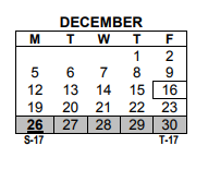 District School Academic Calendar for School  5 for December 2022