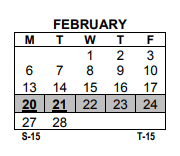 District School Academic Calendar for School 21 for February 2023