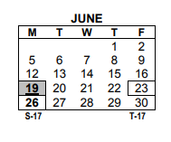 District School Academic Calendar for School 21 for June 2023