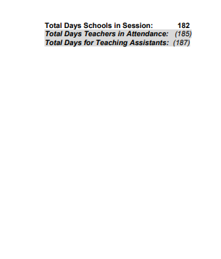 District School Academic Calendar Legend for Montessori School 27