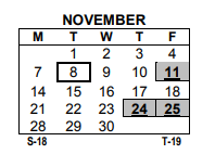 District School Academic Calendar for Mark Twain Middle School for November 2022