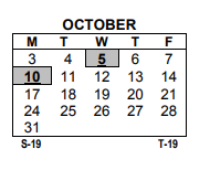District School Academic Calendar for School 11 - Montessori School for October 2022