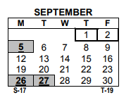 District School Academic Calendar for School 13 for September 2022