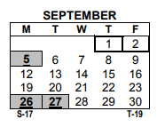 District School Academic Calendar for School  9 for September 2022