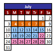 District School Academic Calendar for Parkland Elementary for July 2022