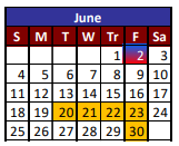 District School Academic Calendar for Parkland High School for June 2023