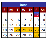 District School Academic Calendar for Pasodale Elementary for June 2023