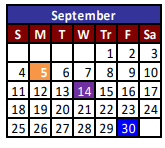 District School Academic Calendar for Cesar Chavez Academy Jjaep for September 2022